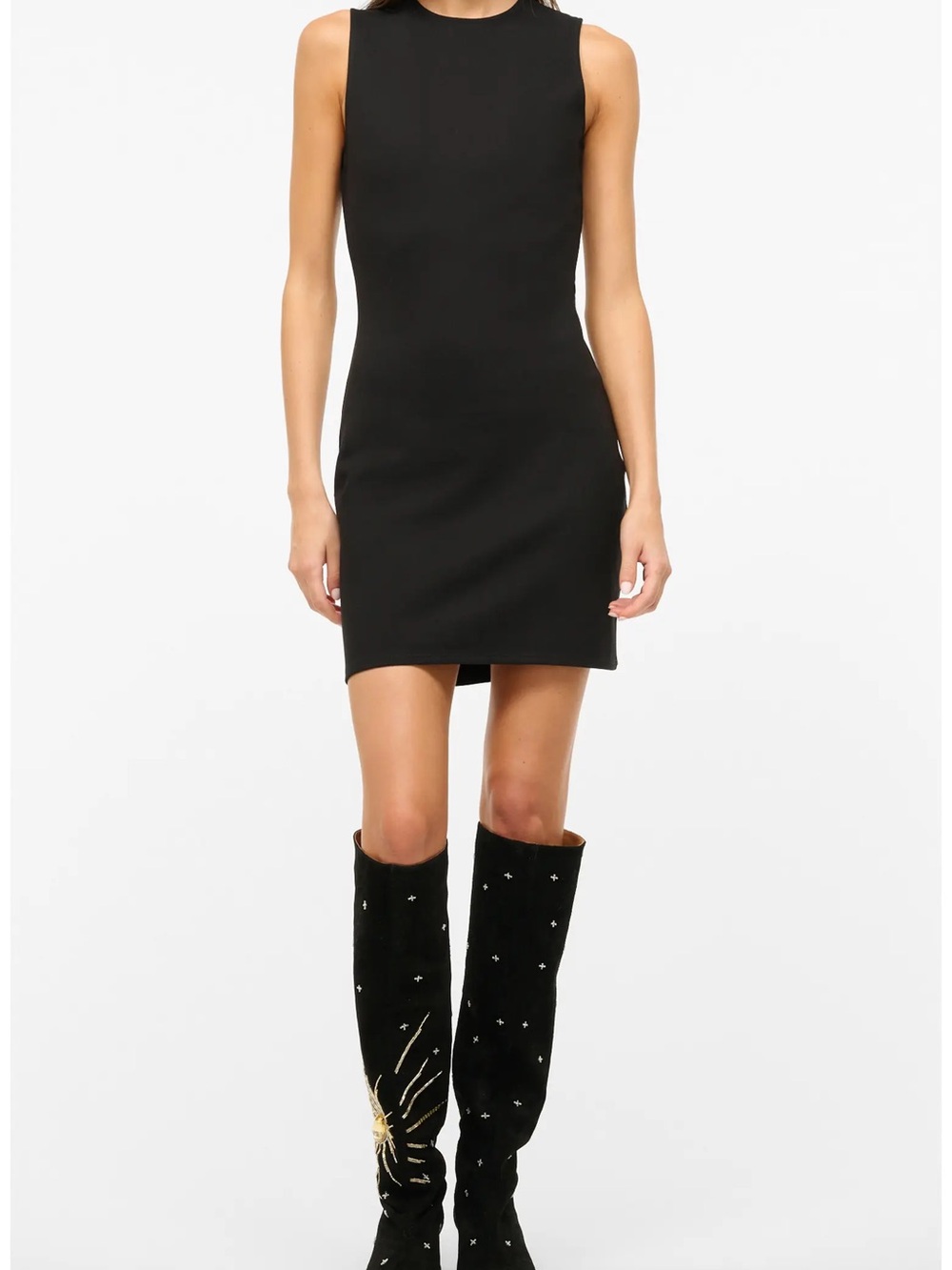 STAUD Black Sleeveless Mini Dress